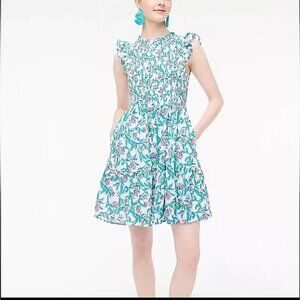 J. Crew Factory Floral Blue and Pink Dress